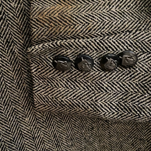 VTG Lauren Ralph Lauren Silk Herringbone Blazer Equestrian Buttons Size 6 - Picture 11 of 16